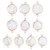 10Pcs Electroplated Natural Keshi Pearl Flat Round Connector Charms PEAR-HS0001-11-1
