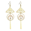 Brass Butterfly & Moon Dangle Earrings EJEW-TA00365-1