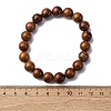 Wood Round Beads Stretch Bracelets for Men Women BJEW-U041-01-5