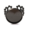 Hollow Flower 304 Stainless Steel Cuff Ring Components STAS-P454-03E-B-2