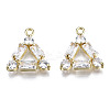 Brass Inlaid Clear Cubic Zirconia Pendants ZIRC-S069-015G-1