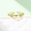 Heart Brass Micro Pave Cubic Zirconia Cuff Rings for Women RJEW-L334-03G-2