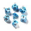 7Pcs 7 Styles Opaque Resin Polyhedral Dice Pendants Set RESI-A029-01M-1