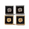 6 Pair 2 Color Square & Flower Acrylic Stud Earrings EJEW-A024-08-2