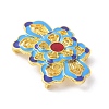 Brass Colorful Enamel Flower Multi-Strand Links KK-K399-10G-2