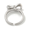 Bowknot Brass Micro Pave Cubic Zirconia Open Cuff Ring for Women RJEW-E296-03P-3
