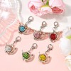 6Pcs Polymer Clay Pave Rhinestone & Tibetan Style Alloy Teapot Pendant Decorations HJEW-JM03568-1