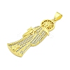 Rack Plating Brass Micro Pave Clear Cubic Zirconia Pendants KK-B091-30G-01-2