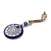 Flat Round with Evil Eye Lampwork Pendant Decoration HJEW-Z005-01D-2