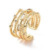 Clear Cubic Zirconia Rectangle Open Cuff Ring RJEW-P035-03G-1