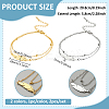 2Pcs 2 Colors Feather Stainless Steel Link Anklets AJEW-GO0002-58-2