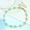 304 Stainless Steel Flat Round Acrylic Rhinestone Cup Chain Anklets for Women LS-AJEW-B031-02G-03-1