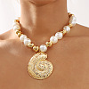 Shell Shape Alloy Pendant Plastic Imitation Pearl & CCB Plastic Round Beaded Necklaces for Women FS-WG1A62A-01-1