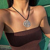 Bohemian Style Alloy Spiral Shell Shaped Pendant Black Leather Cord Necklaces for Women WG2E11B-10-1