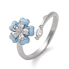 Brass Micro Pave Clear Cubic Zirconia Cuff Rings for Women LS-RJEW-C118-09P-4