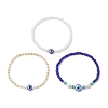 3Pcs 3 Colors Glass Seed Beaded Stretch Bracelets for Women BJEW-JB12206-2