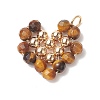 Natural Tiger Eye Copper Wire Wrapped Pendants PALLOY-JF02037-01-1