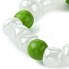 Round Synthetic Turquoise with Glass Seeded Beaded Stretch Rings for Women RJEW-JR00707-01-4