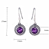 Flat Round Natural Amethyst Dangle Earrings EJEW-C178-09-2