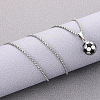 Football 201 Stainless Steel Black Enamel Pendant Box Chain Necklaces for Men FS-WGF314D-02-1