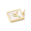 Brass Pave Natural White Shell Pendants KK-S522-09G-C-3