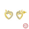 925 Sterling Silver Heart Stud Earrings STER-M116-02G-1