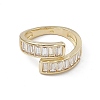 Clear Cubic Zirconia Rectangle Open Cuff Ring RJEW-G276-10G-2