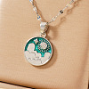 Brass Green Enamel 3D Flat Round Sky Sun Pendant Necklaces AR2379-1-1