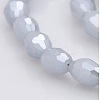 Pearl Luster Plated Imitation Jade Glass Faceted Rice Beads Strands GLAA-A030A-PL03-1