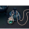 Flower Teardrop Alloy Rhinestone Pendant Necklaces for Women FS-WG2D28B-01-4
