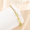Natural Mixed Stone Round Column Beaded Chain Bracelets with 304 Stainless Steel Paperclip Chains BJEW-JB14298-2