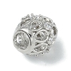 Rack Plating Brass Micro Pave Clear Cubic Zirconia Beads KK-A220-13P-2