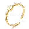304 Stainless Steel Flat Round Wrap Open Cuff Ring for Women RJEW-I098-04G-1