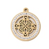 Preserved Fresh Flower 304 Stainless Steel Rhinestone Pendants STAS-S139-01G-08-1