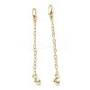Brass Enamel ABS Imtation Pearl End with Chain KK-B129-27G-03-1