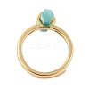 Double Pointed Hexagonal Prism Natural Amazonite Adjustable Rings for Women RJEW-G327-01G-08-3