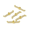 Rack Plating Brass Micro Pave Clear Cubic Zirconia Connector Charms KK-C007-37G-S-1
