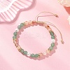 Natural Green Aventurine & Natural Citrine & Shell Pearl Round Beaded Braided Bead Bracelets BJEW-JB13392-01-1