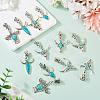 14Pcs 7 Styles Cattle Head Alloy & Synthetic Turquoise Zipper Sliders HJEW-TAC0102-5