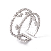 Non-Tarnish 304 Stainless Steel Stars Double Line Open Cuff Ring for Women LS-RJEW-C045-24P-1