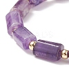 Natural Amethyst Column Beaded Stretch Bracelet BJEW-JB08596-04-4