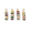 Natural Green Aventurine & Rose Quartz & Lemon Jade & Red Jasper & Jade & Synthetic Malachite & Brass Disc Pendants X-PALLOY-JF04941-1