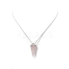 Natural Rose Quartz Geometry Pendant Necklace NJEW-JN04239-01-4