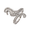 Brass Micro Pave Cubic Zirconia Adjustable Open Cuff Rings for Women RJEW-A072-03P-4