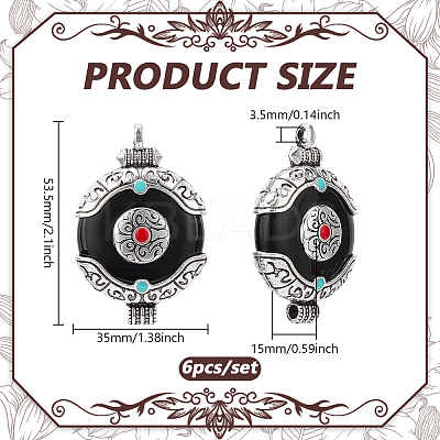6Pcs Ethnic Style Zinc Alloy with Resin Connector Charms FIND-PH0028-05D-1