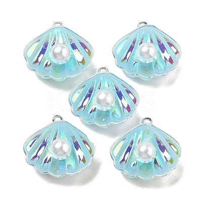 Resin Imitation Pearl Iridescent Pendants RESI-I062-01E-1