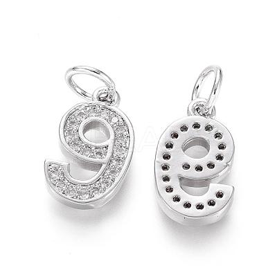 Brass Micro Pave Clear Cubic Zirconia Charms ZIRC-L092-09-P-1