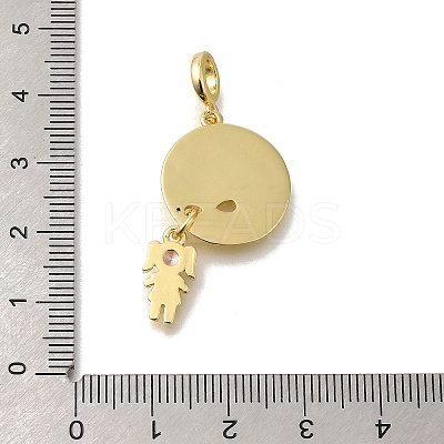 Brass Cubic Zirconia European Dangle Charms KK-R002-23G-02-1