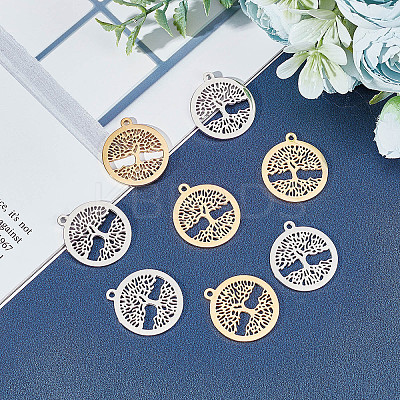 16Pcs 2 Colors 304 Stainless Steel Pendants STAS-UN0023-39-1
