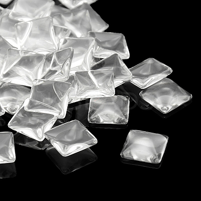 Transparent Clear Glass Square Cabochons X-GGLA-A001-20mm-1